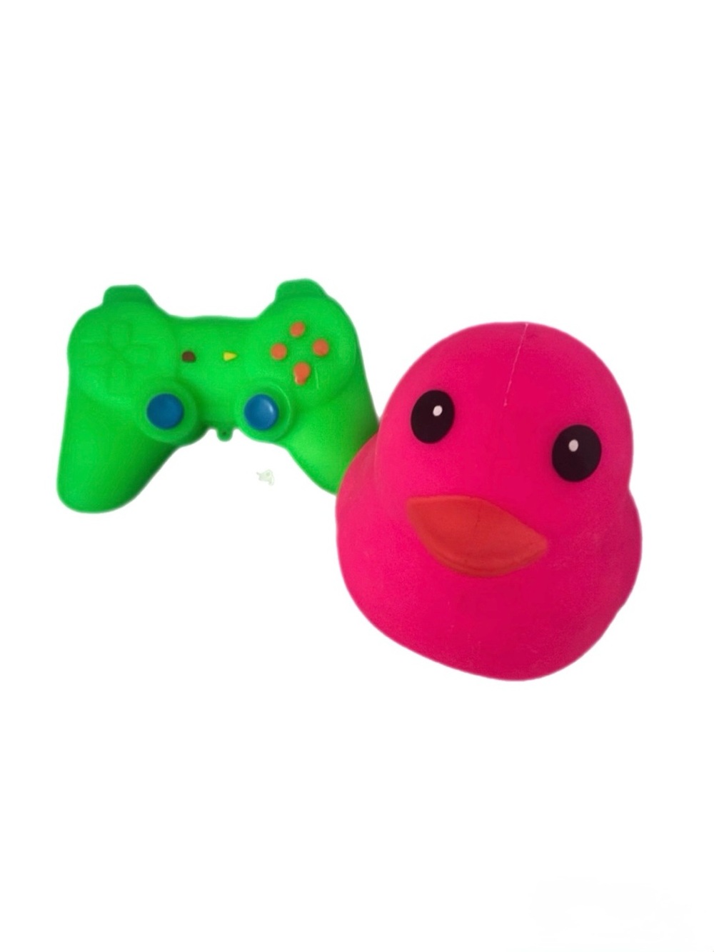 Sunny Days Bundle—Neon Pink Squeezy Duck & Neon Green Squishy Game Controller